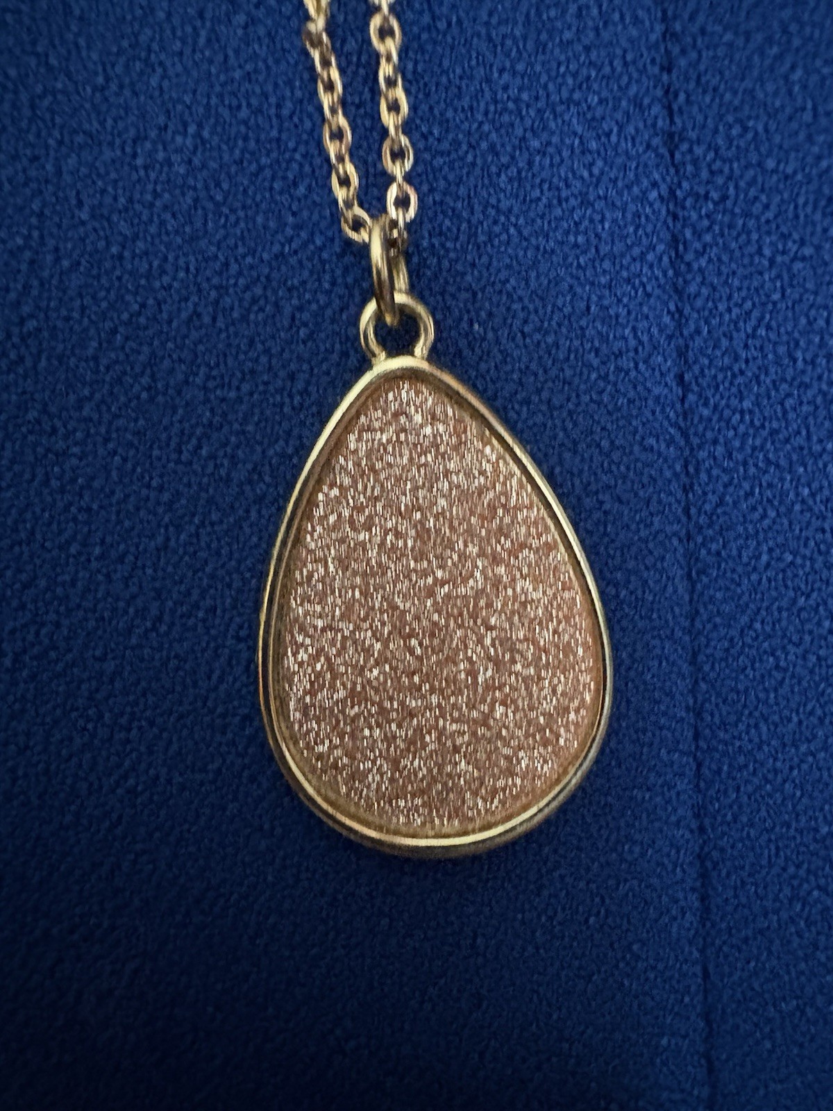 Gold/Rose Tone Teardrop Necklace with Sparkle Center Pendant 19”