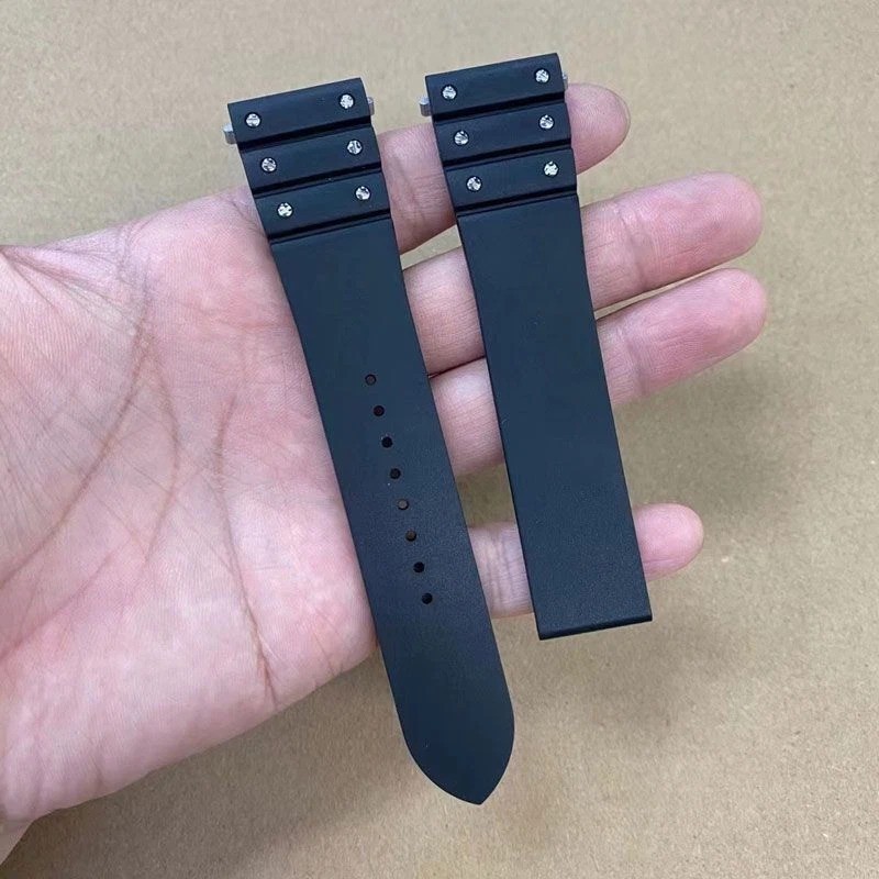 21 mm FKM Vulcanized Rubber Strap Fits Cartier New Santos Quick Release