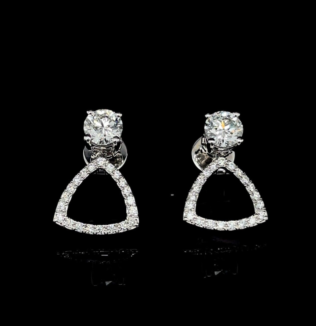 Convertible Lab Grown Diamond Changeable Stud Earrings – 10K White Gold Danglers