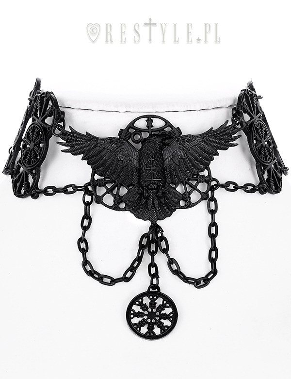 Restyle Raven Choker Gothic Collar Pagan Necklace Crow Nordic Runes Jewelry