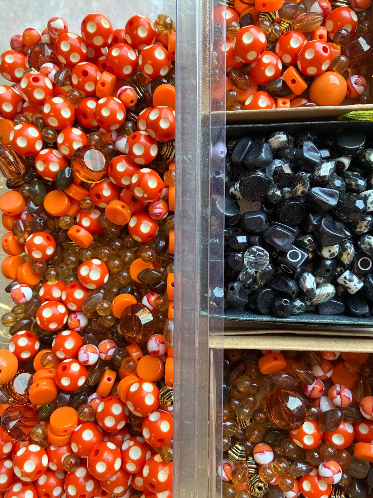 Halloween Orange Black Plastic Bead Mix 2 lb Bulk Lot 6-15mm Center Drill DIY
