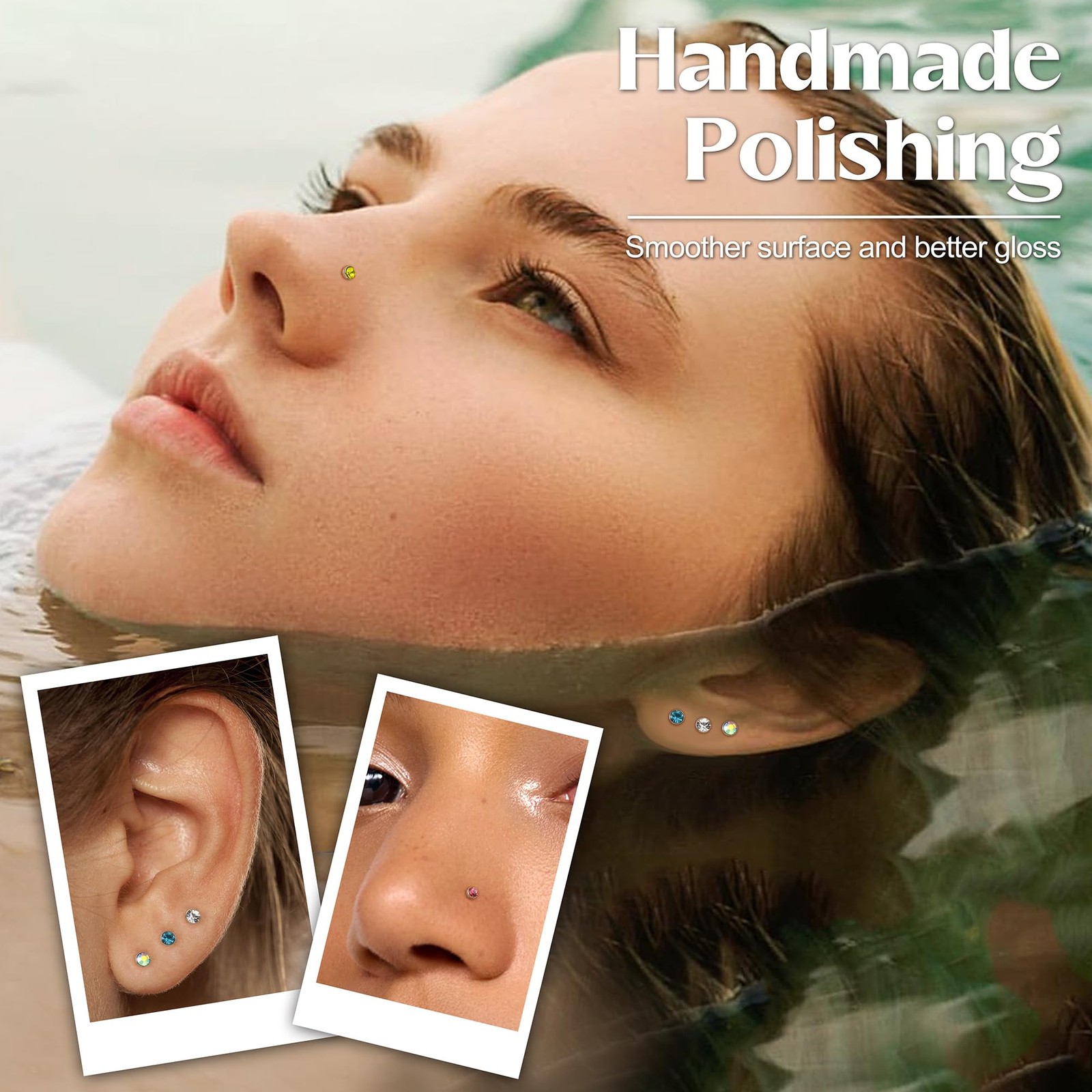 60PCS Stud Nose Rings Bone Stud Stainless Steel Color Pin Jewelry Piercing Body