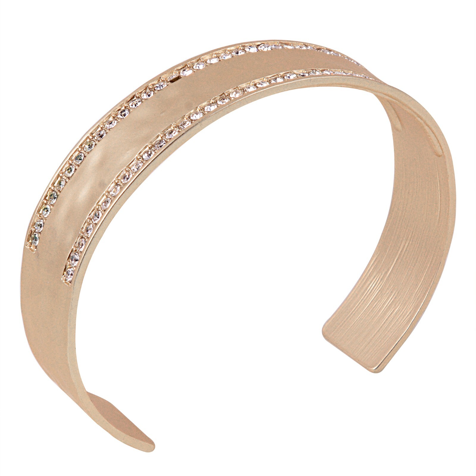 Jewelry Fiesta Women Designer Bracelet Two Line Diamond Textured Cuff Bangles
