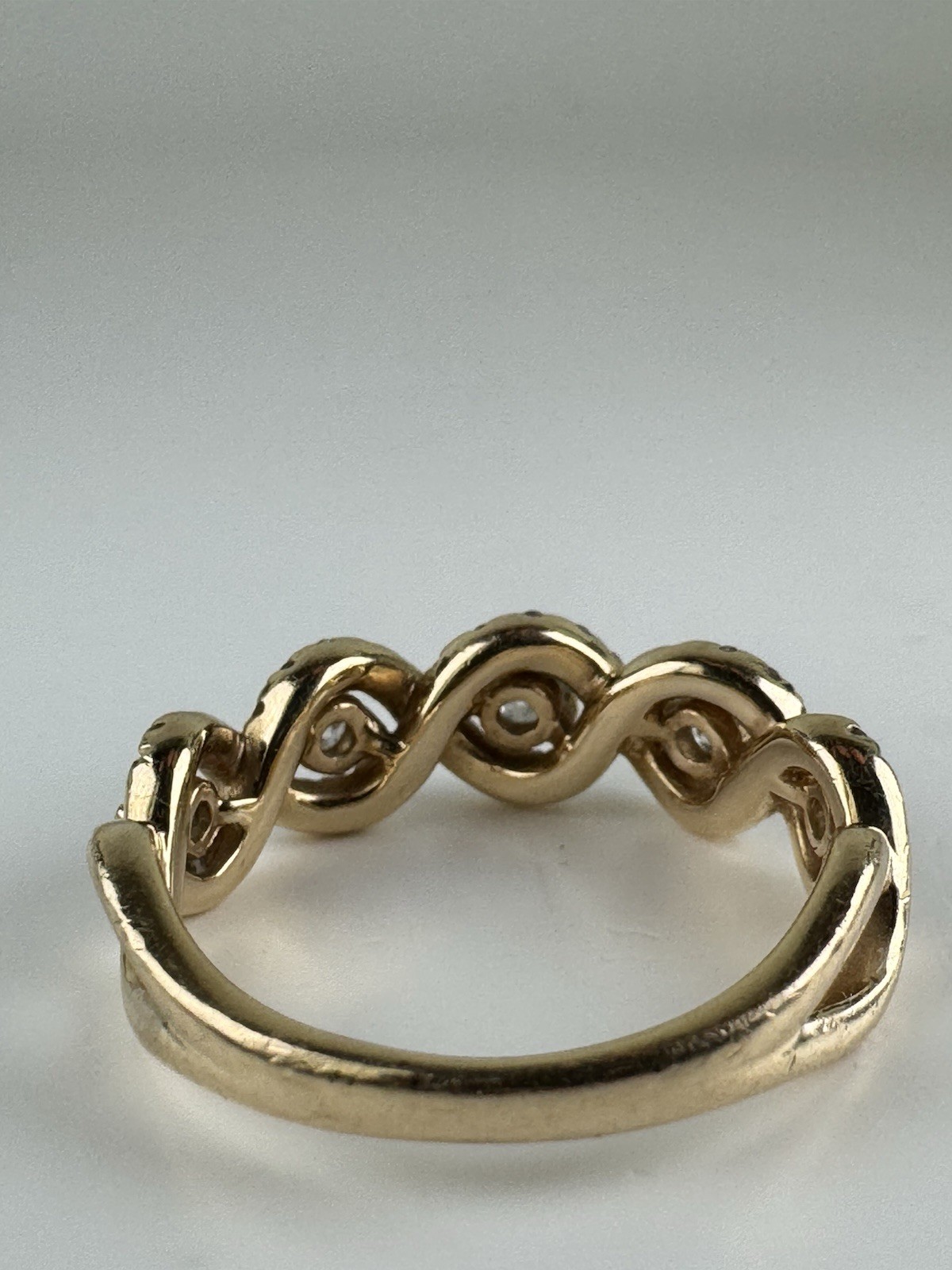 14k Yellow Gold Diamond DNA Criss Cross Anniversary Band Ring Size 6.75″ LLJ