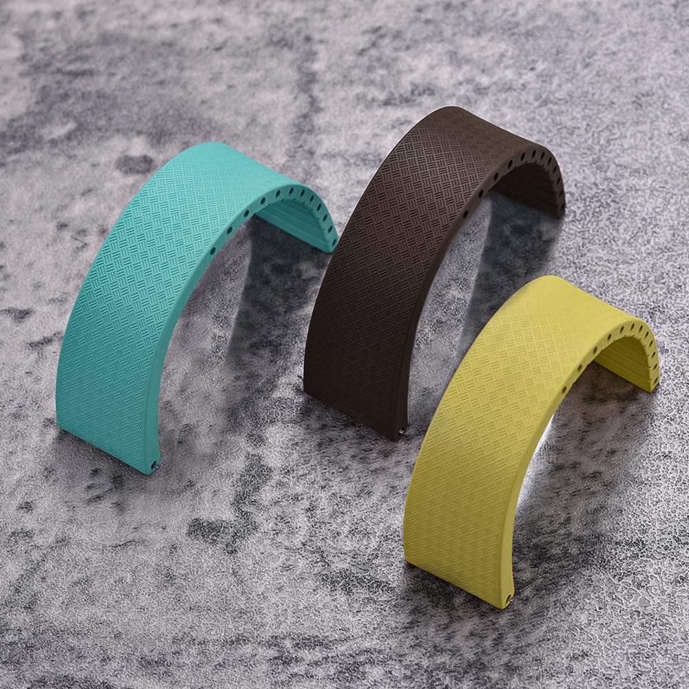 CTS FKM Rubber Watch Strap 18mm 19mm 20mm 22mm Cut To Size Butterfly Buckle