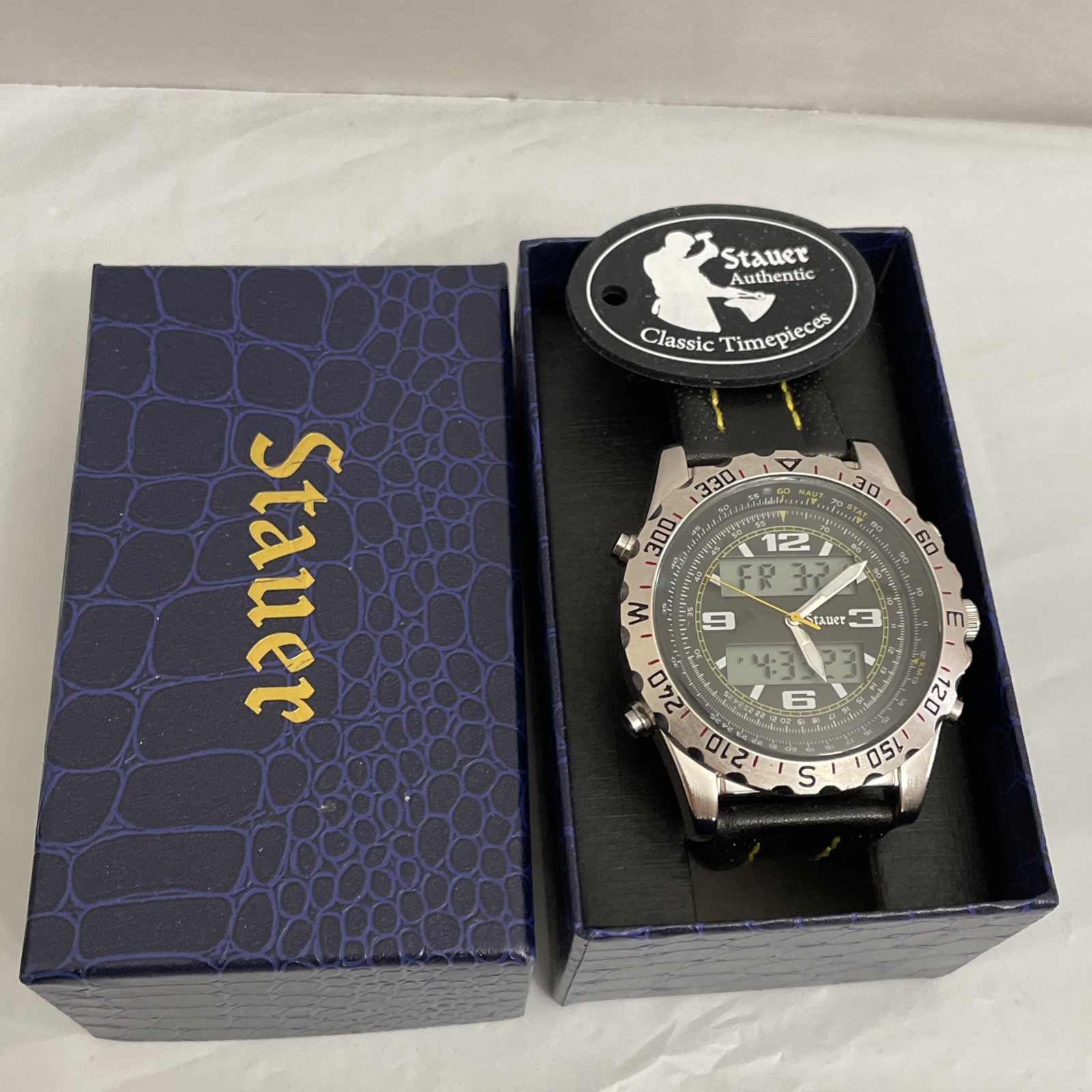 STAUER Centurion Hybrid Chrono Watch Stainless Steel Ana-Digi Quartz #20409