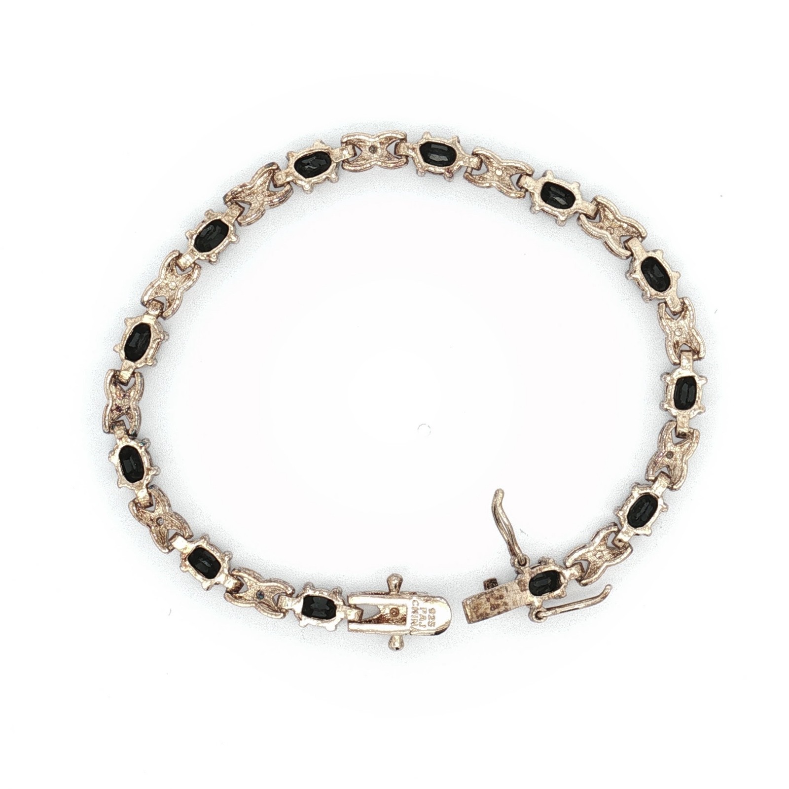 Oval Lab Created Black Onyx Women’s Tennis Bracelet 10K Yellow Gold Plated