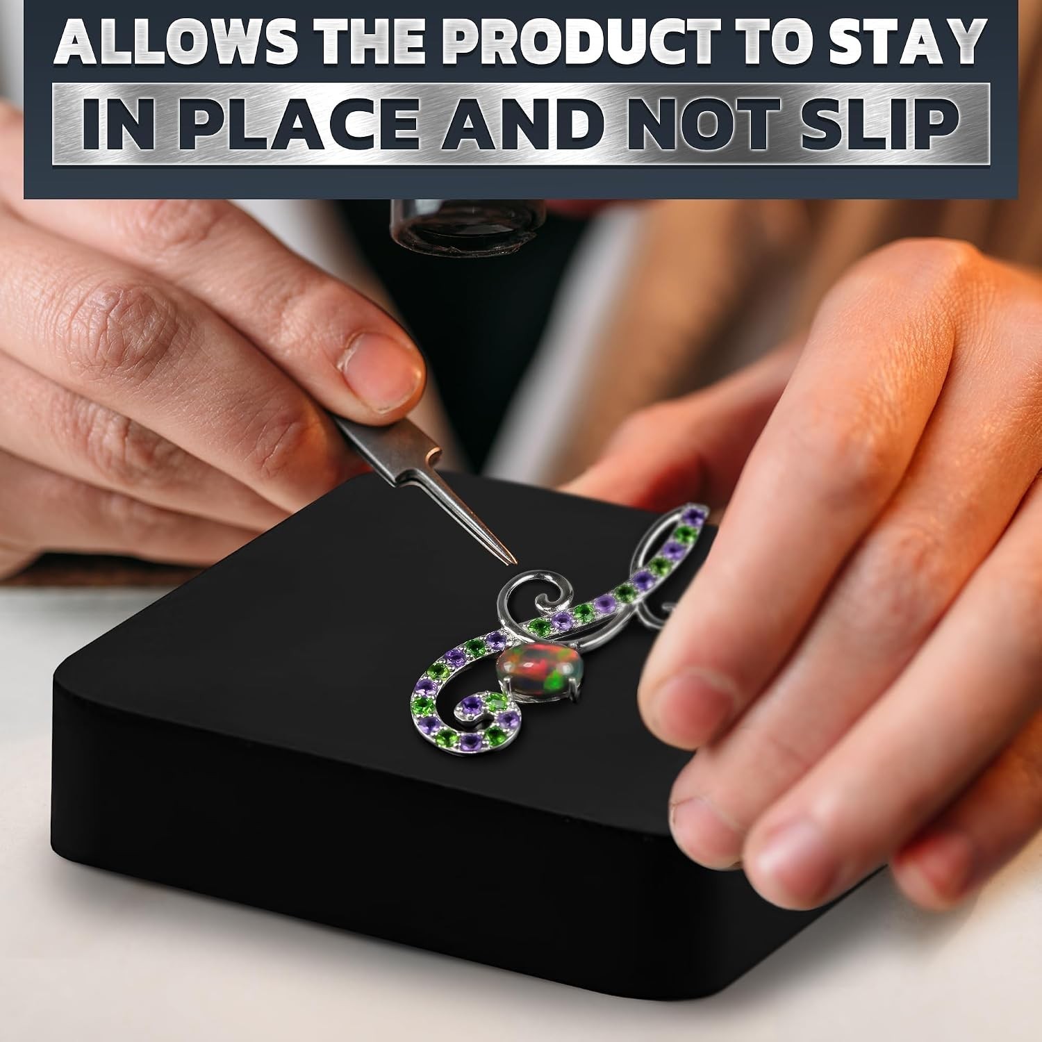 Durable Rubber Jewelry Crafting Block – 4×4 Anti-Slip Surface for Metalsmithing