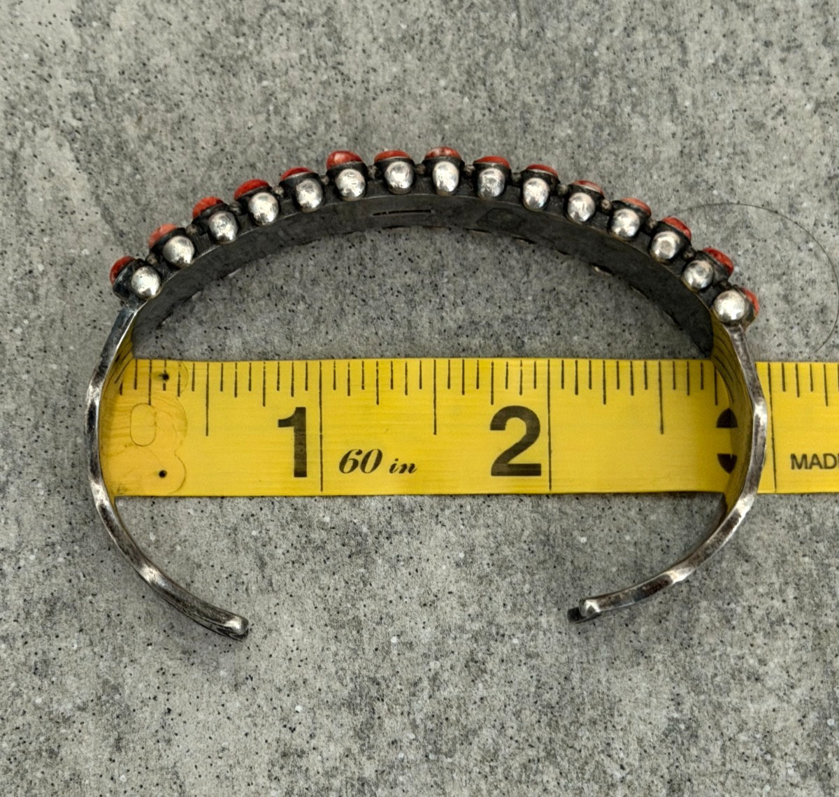 Native American Navajo Orange Red Spiny Oyster Sterling Bracelet 50g 7.25 in