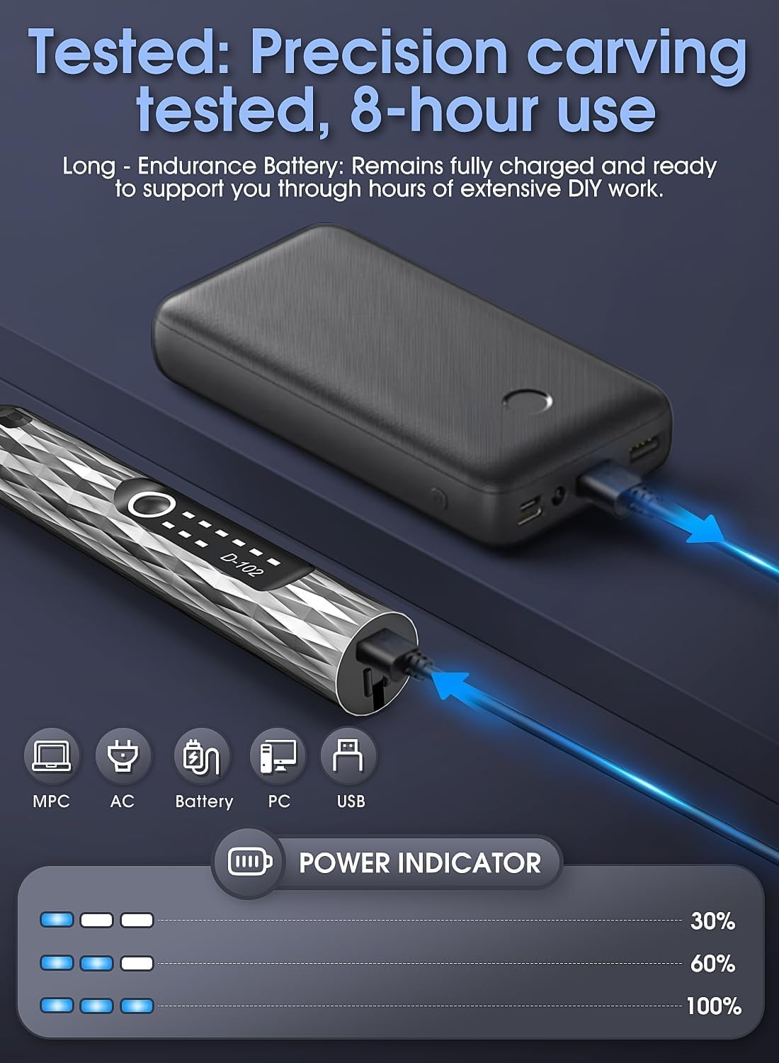 Upgraded Electric Engraving Pen with 37 Bits & 3-Speed Adjust,USB Rechargeable,R
