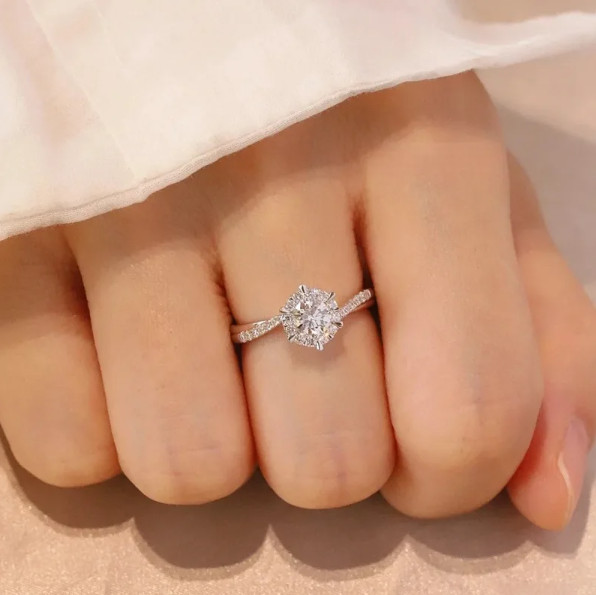 Anillo de Compromiso para Mujer Plata 925 Color Oro Sortija de Boda