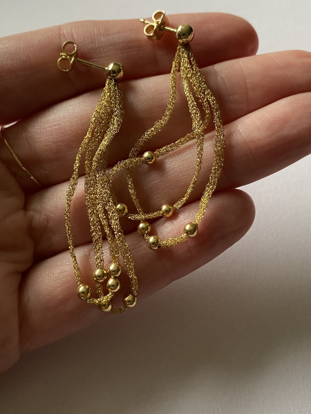 14k Yellow Gold Soft Mesh Balls Earrings Studs 14mm made in Italy