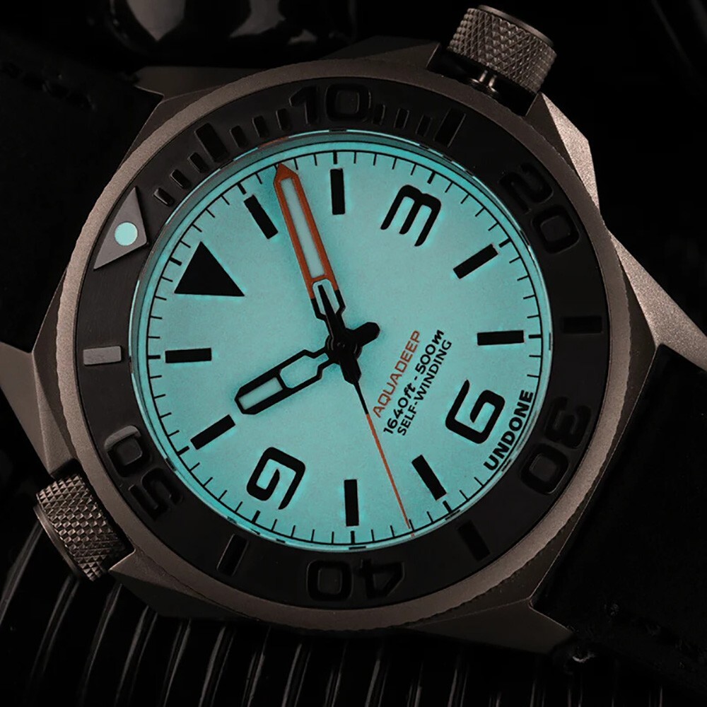 UNONE AQUALUME Automatic Titanium Silicone White Black Full Lume Men’s Watch