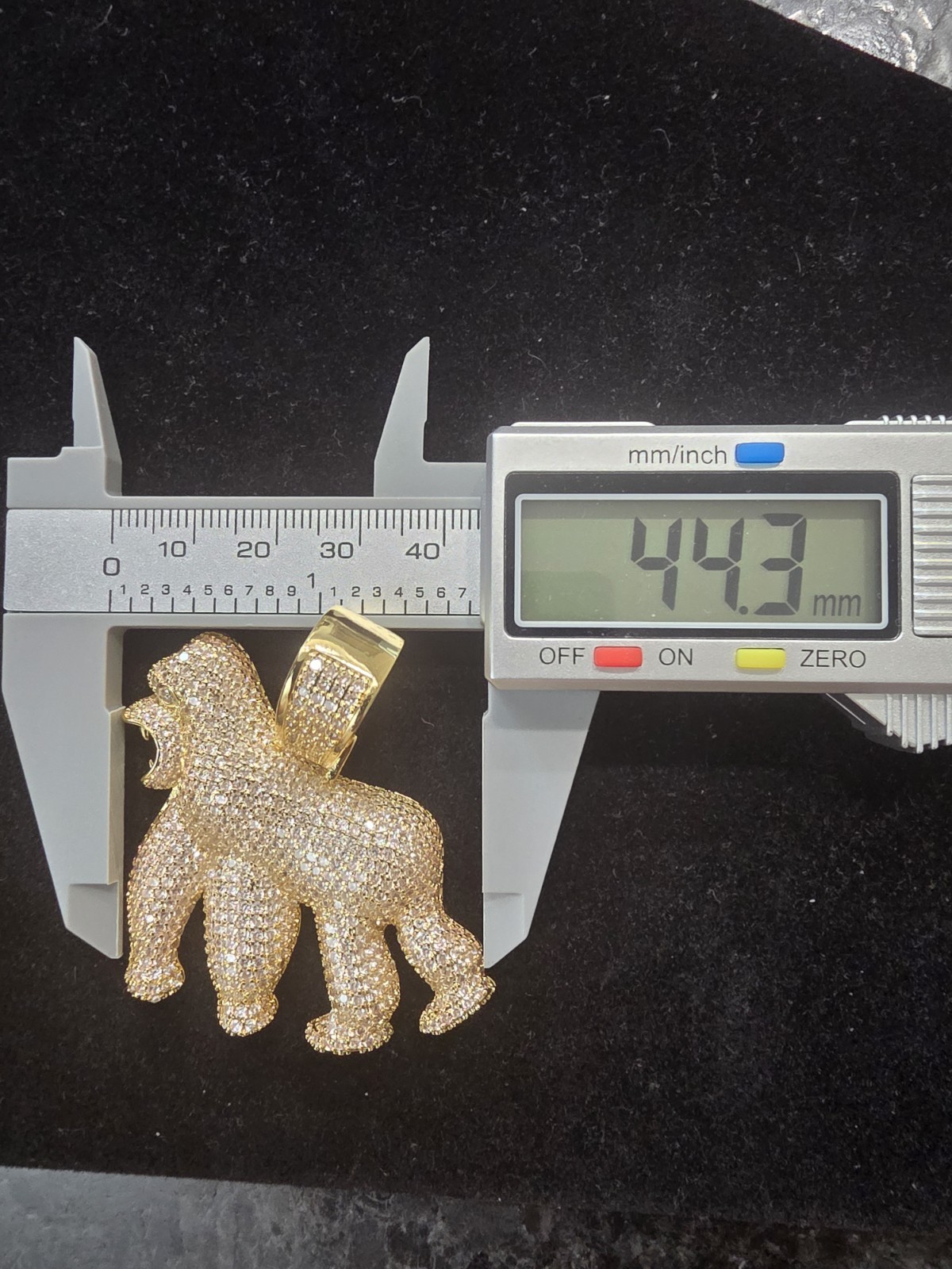 Gold Plated Gorilla Ape Pendant Fully Iced Out with Cubic Zirconia Stone Hip Hop