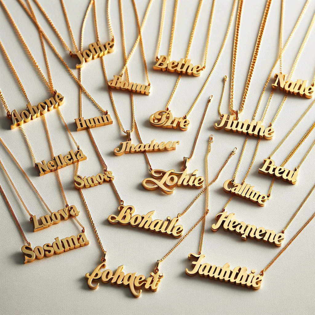 Jewelry Signature Name Necklace 18K Gold For Woman Mom Girl With Gift Bag Xmas
