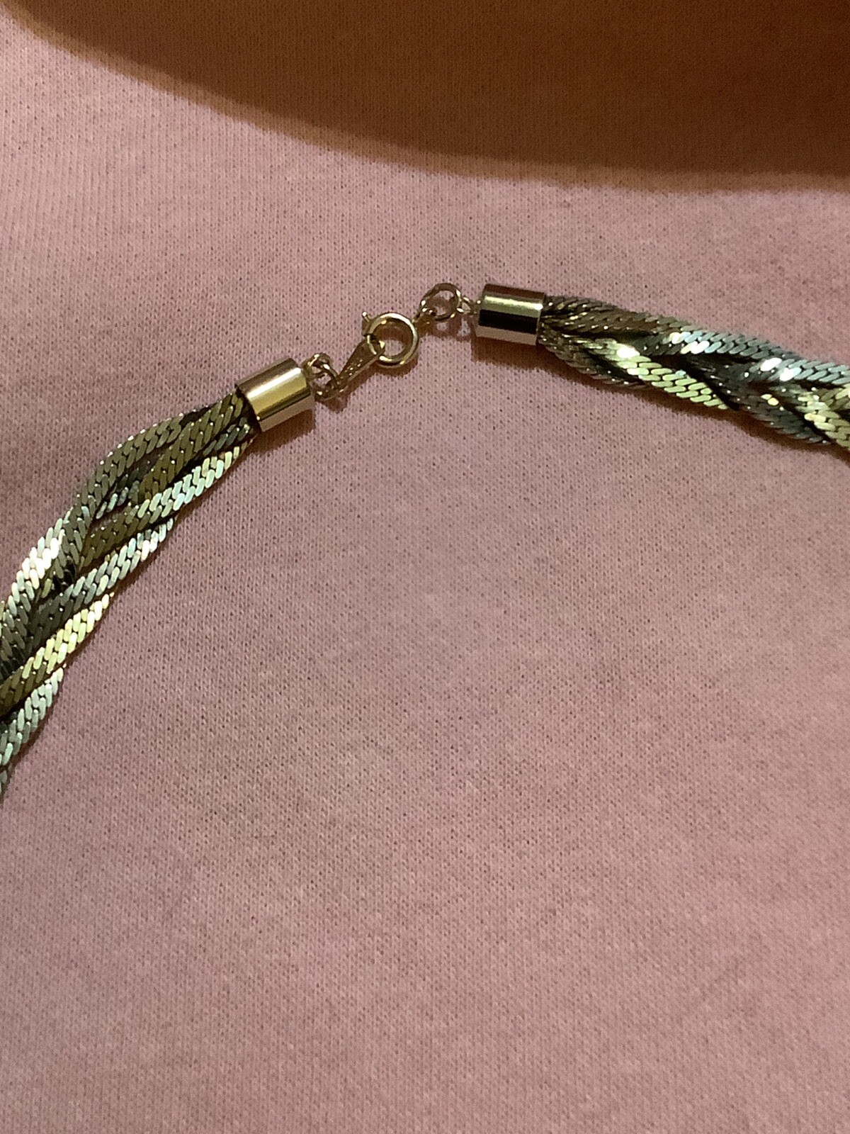 VTG SIGNED KOREA 24″ Copper/ Gold/Silver Tri-Color Braided~ Beautiful