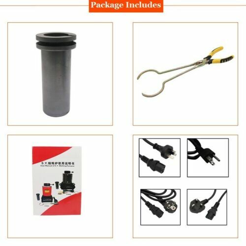 1/2/3KG Electric Metal Melting Furnace Melter Gold Silver W/Heat Protection &ACC