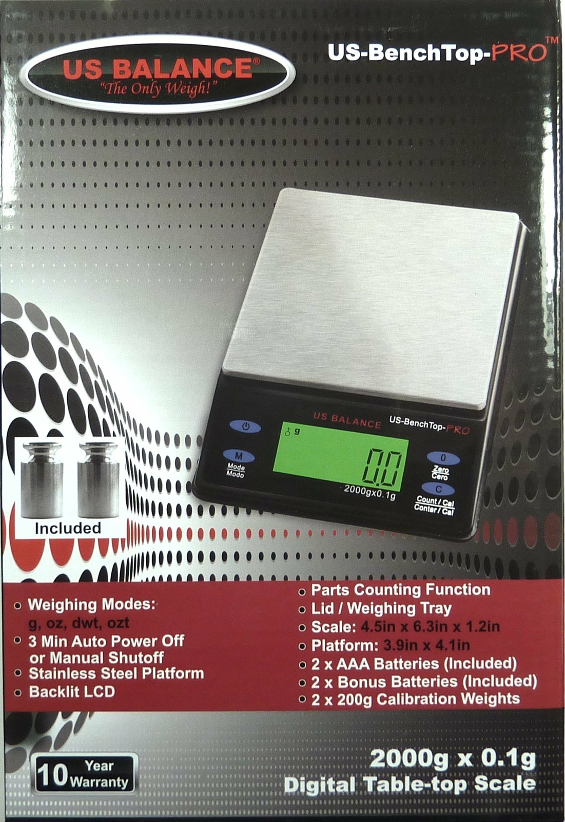 2000g x 0.1g Table Top Digital Scale Gold Herb Gems Gram Oz Calibration Weight
