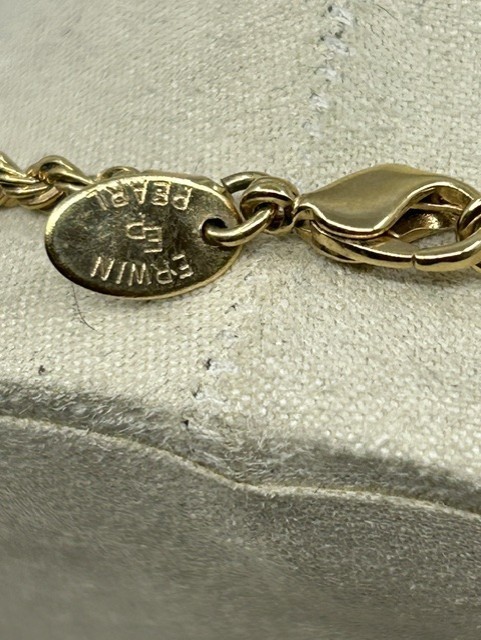 Erwin Pearl Signed Gold Tone Rope Chain Gold Nugget Necklace 20″ Vintage