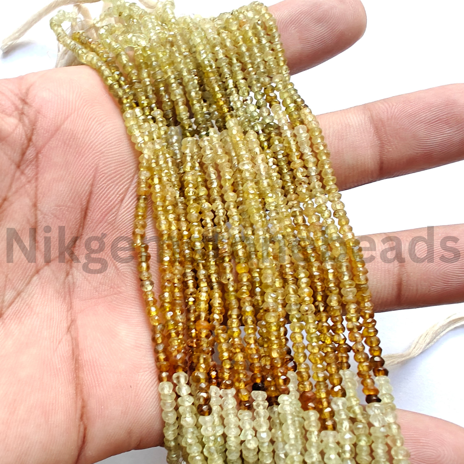 Natural Shaded Grossular Garnet Beads, Faceted Rondelle Cut Stone, 2.75-3.10 MM.