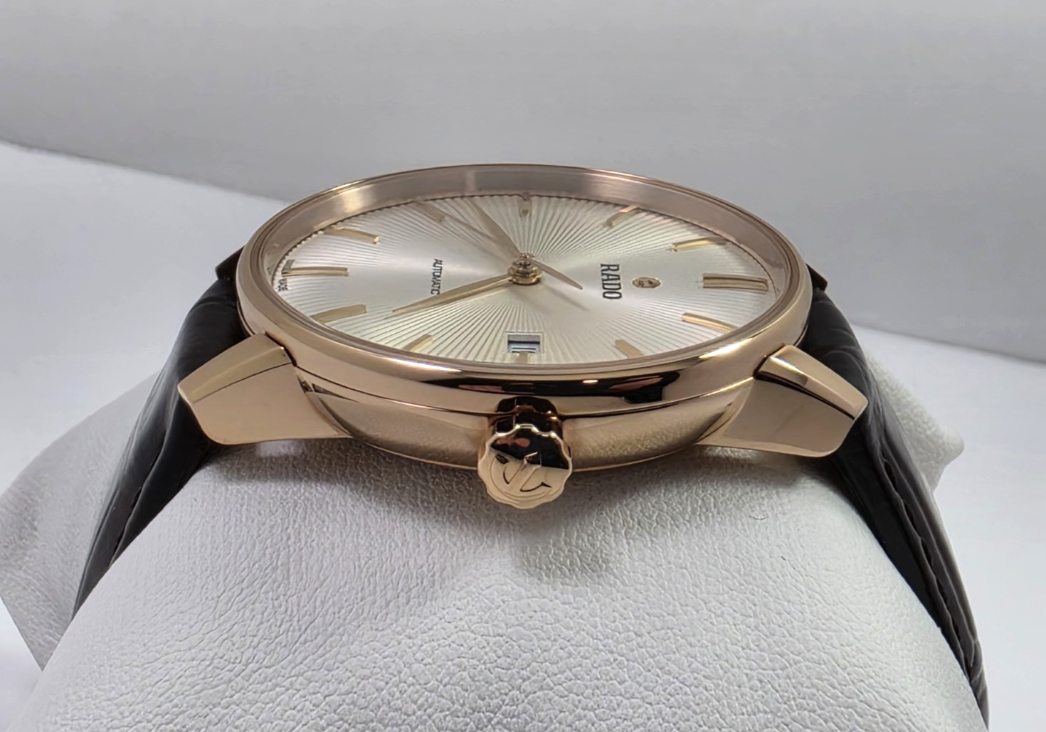 Rado Coupole SWISS Automatic Rose Gold Brown Leather Strap Men’s Watch R22861115