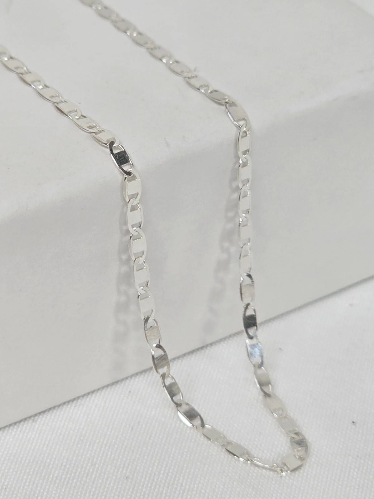 Cadena Espejo Liso Plata 925 Mexican Sterling Silver Mirror Chain Necklace