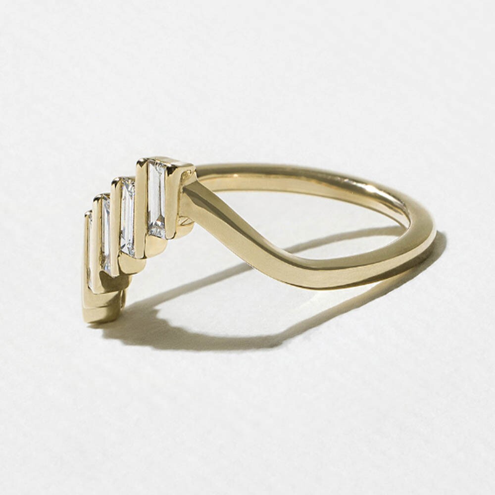 Baguette Diamond Valentines Ring GLI 0.40 Carat Lab Grown 18K Yellow Gold