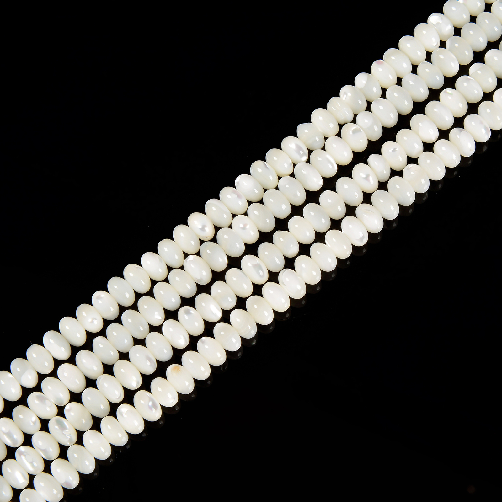 Iridescent White Mother of Pearl MOP Shell Rondelle Beads 3x5mm 4x6mm 15.5”Str