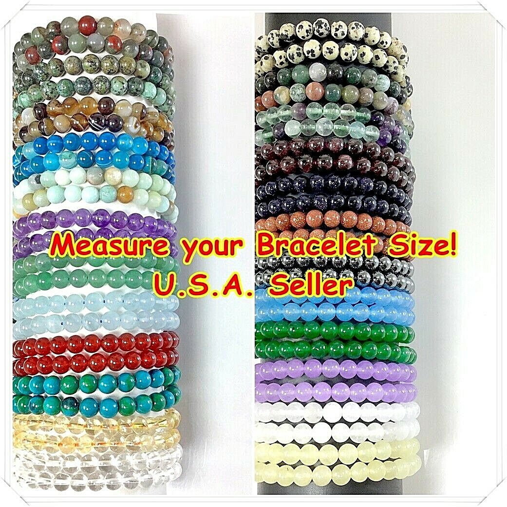 4mm Handmade Round Beaded Bracelet Stretch Healing Pristine Natural Gemstone Kid