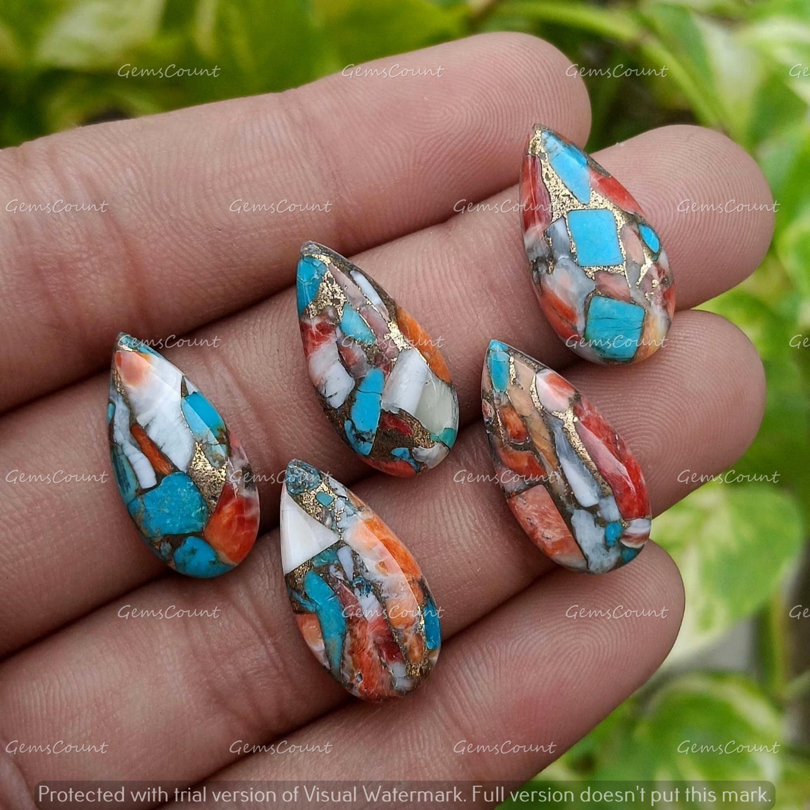 Natural Oyster Turquoise Long Pear Cabochon Handcrafted Gemstone 5x10mm-15x30mm