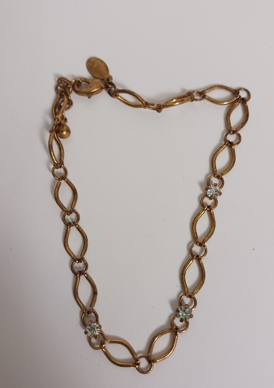 Panama Jack Gold Tone Rhinestone Bracelet 10″ max