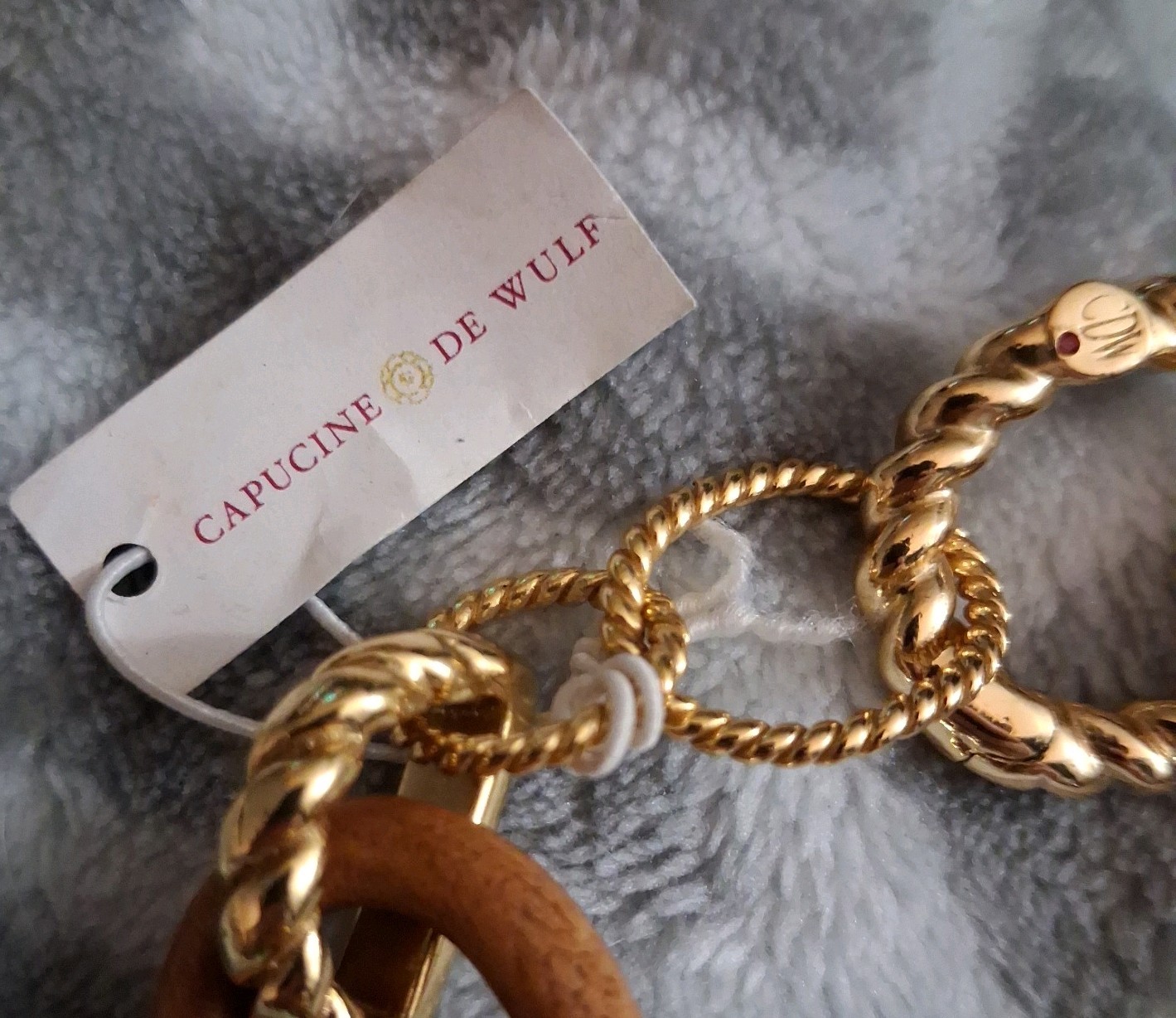Capucine de Wulf Earth Goddess Teak Wood 18k Gold Plated Bracelet