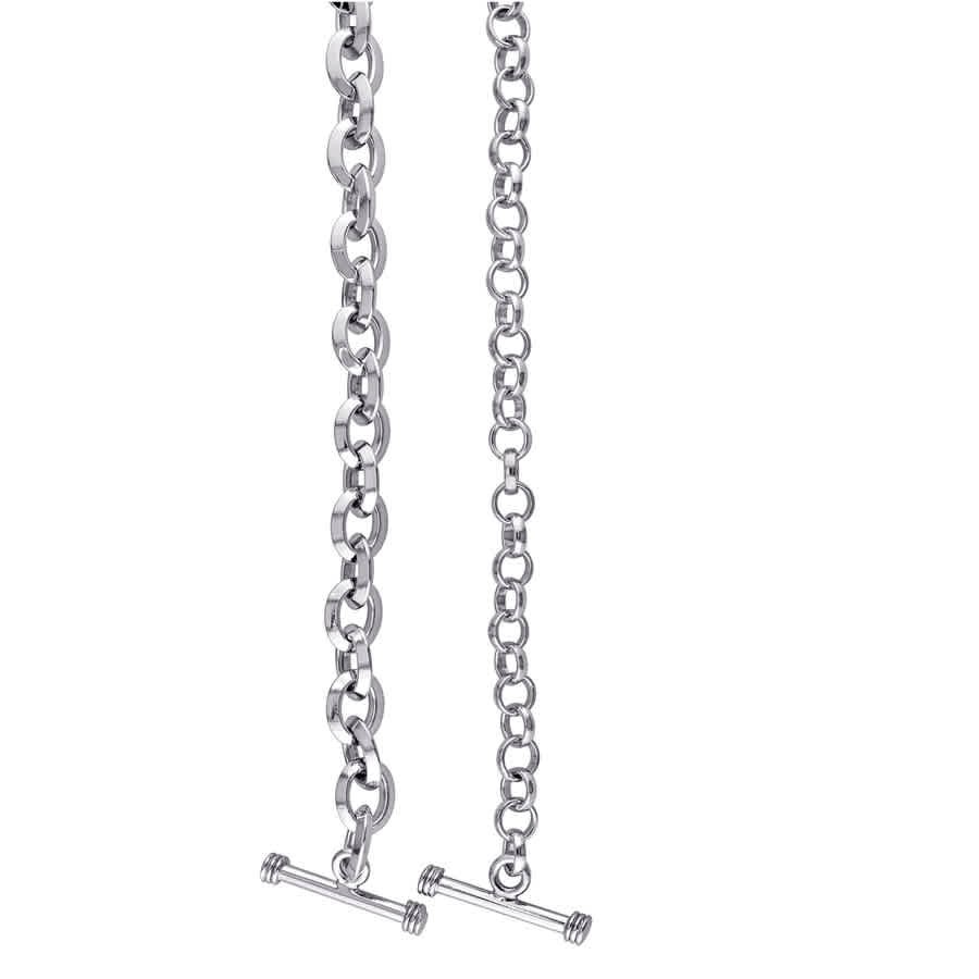 AMOUR Circle Link Heart Charm Necklace and Bracelet 2-piece Set In Sterling