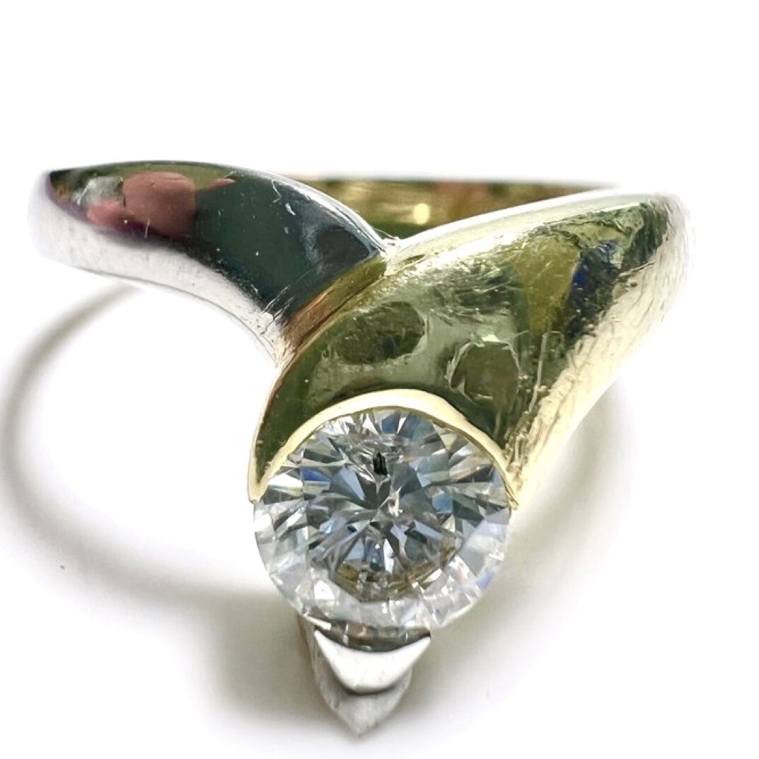 Ring 750 Gold 0.70 ct. Diamond Size 59/ 18.8mm 5.9 Grams G/P Excellent Condition