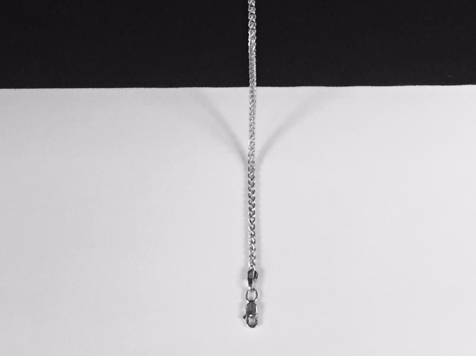 18k White Gold 16″ Basket Rope Round Wheat Link Chain Necklace 1.4 mm 3.3 grams