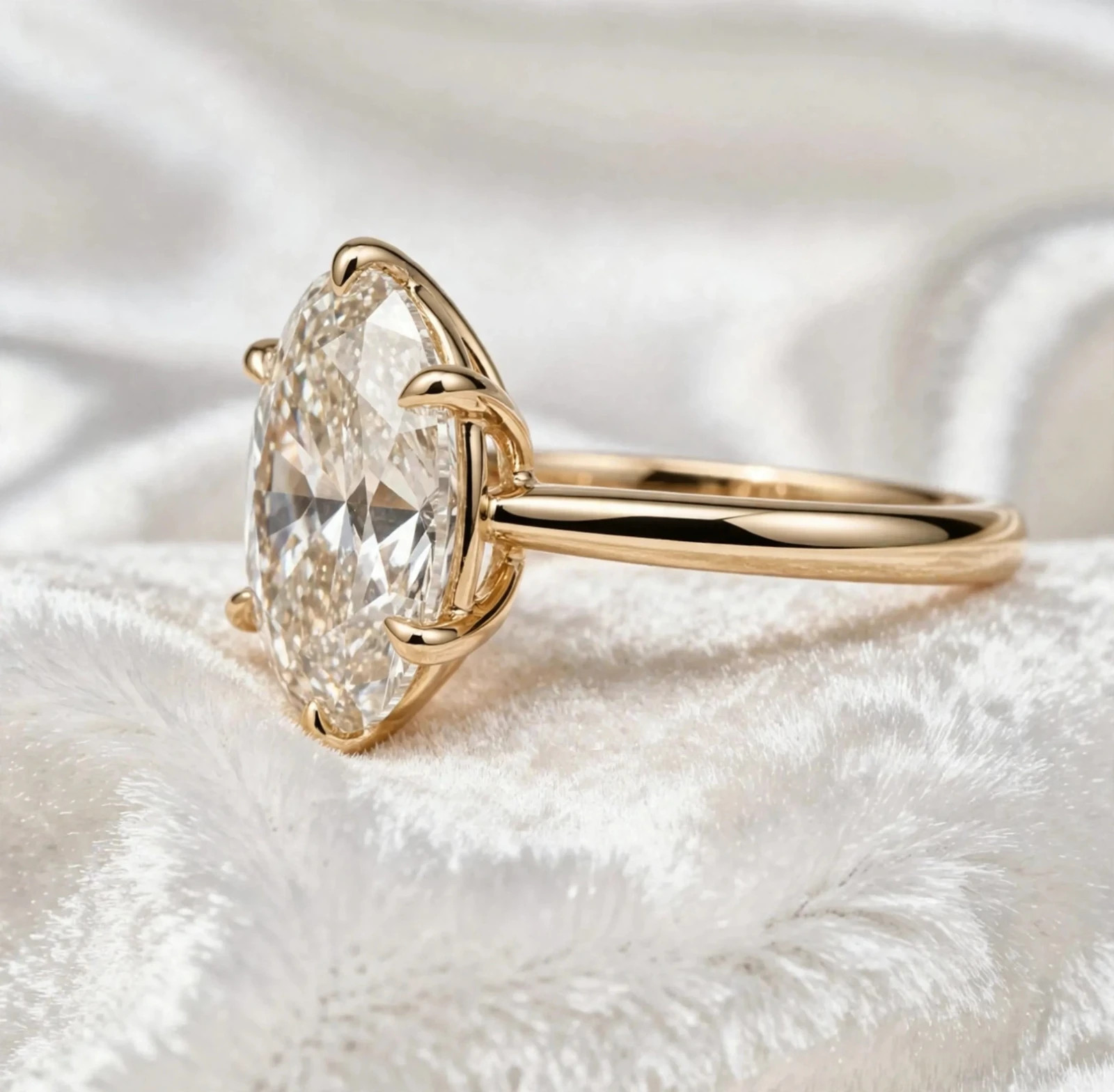 2.0Ct oval Cut moissanite Six prong Solitaire Engagement Ring 14k gold Plated