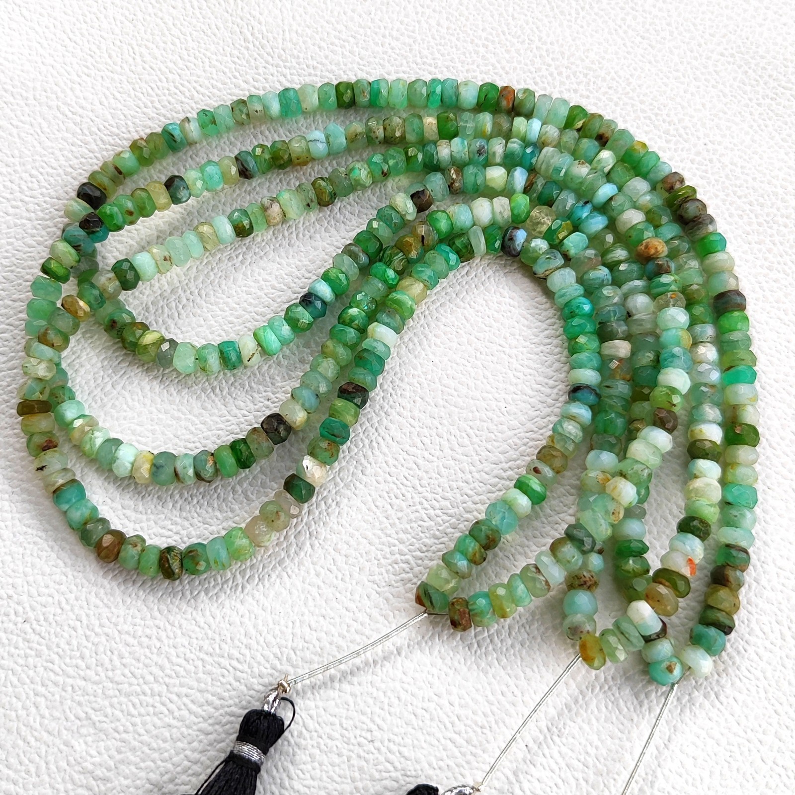 Natural Peru Green Opal 5.5mm Faceted Rondelle Shape Beads 16″ Strand