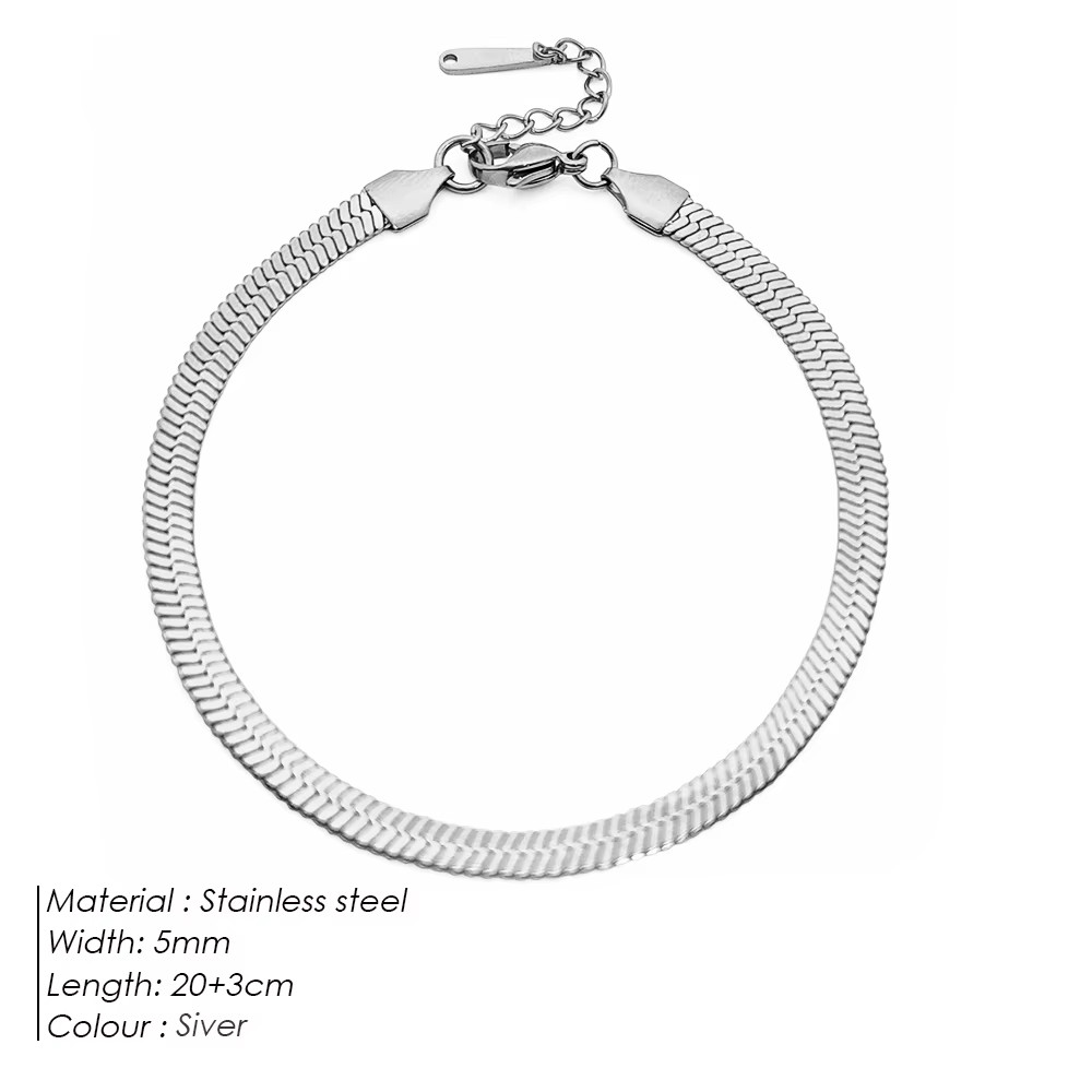 Emanco 4MM Snake Chain Anklet Womens/Girls Beach Chain Stainless Steel Anklet Gi