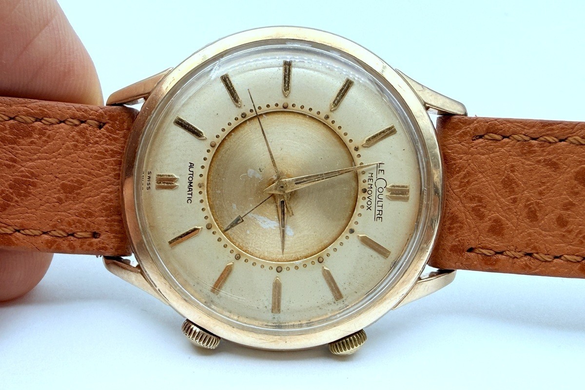 1950s JAEGER-LECOULTRE AUTOMATIC MEMOVOX ALARM ORIGINAL DIAL K815 JUMBO 38mm BOX