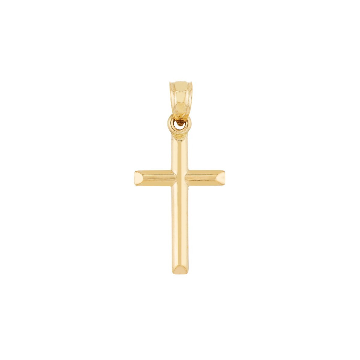 Simple Plain Cross Pendant 14K Yellow Real Gold Religious Charm Men Women