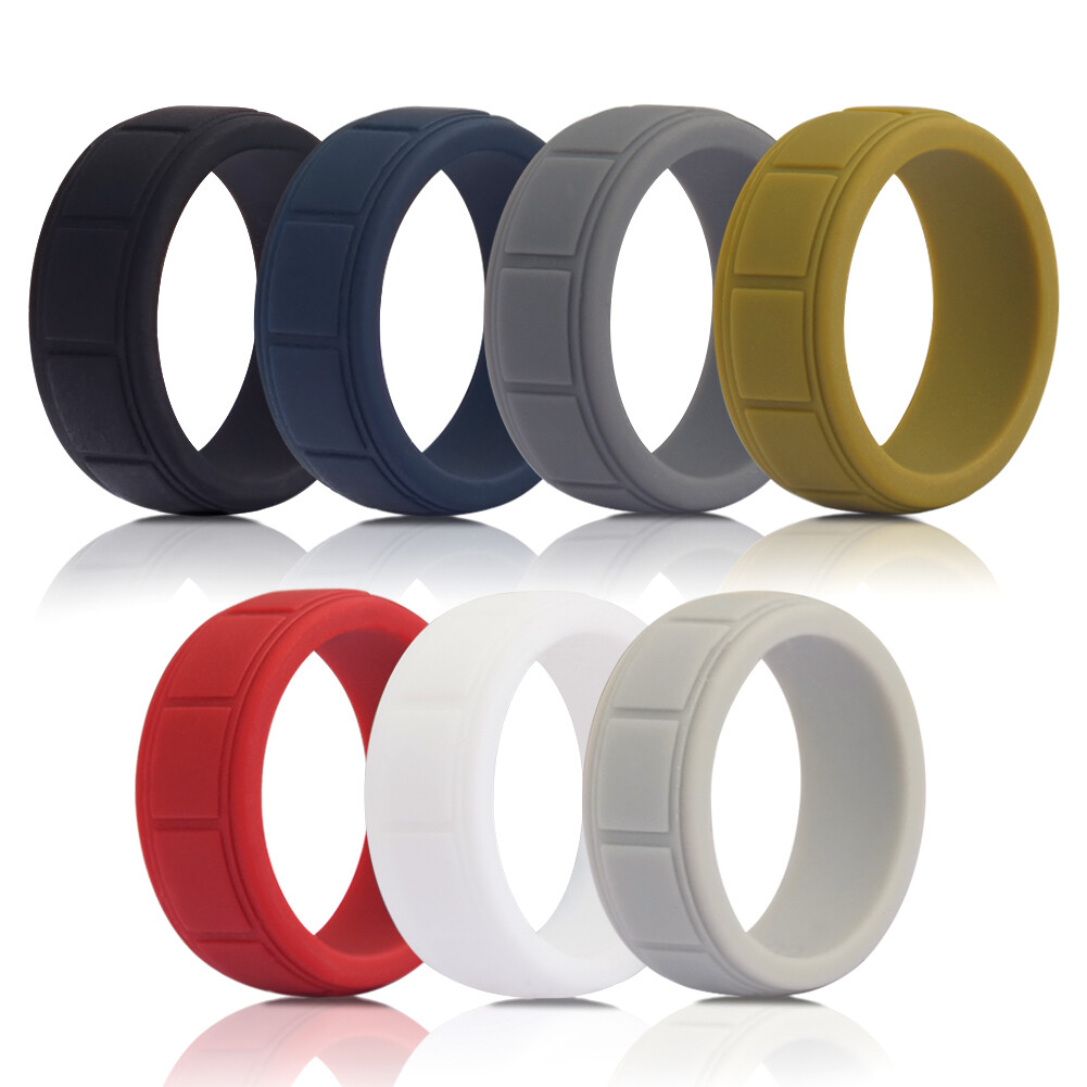 Medical Grade Silicone Wedding Ring Men’s Flex Fit Sport Rubber Band 8-13# Size