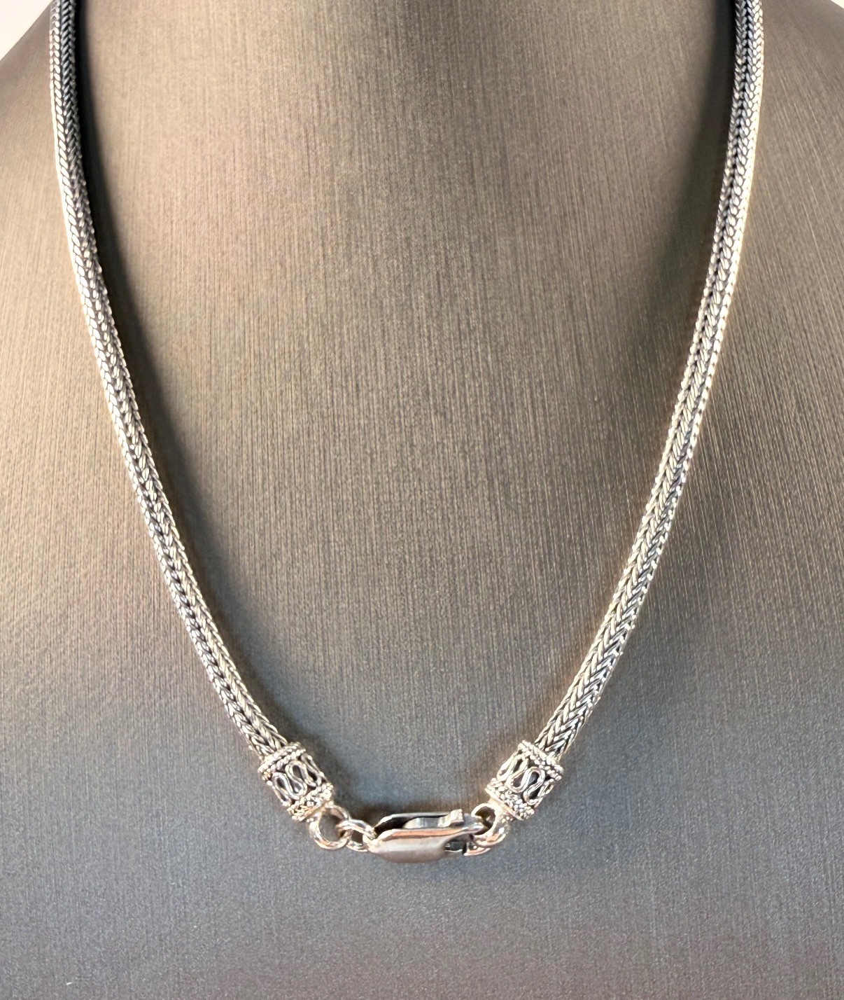 Sterling Silver 925 Tulang Naga Weave Necklace Chain Braided Design 18″ – 22g