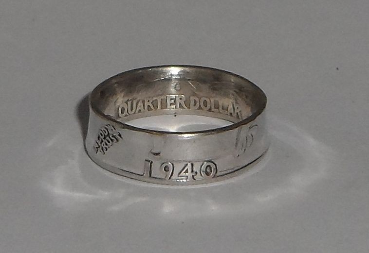 Coin ring hand made from US SILVER QUARTER 1940-1964 SIZES 4-8.5