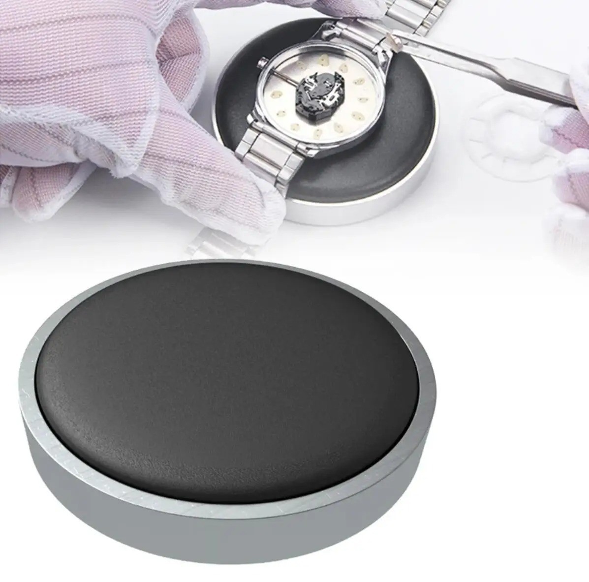 Watch Movement Holder Cushion Pad Leather Tool for Repair, 53mm/70mm Size