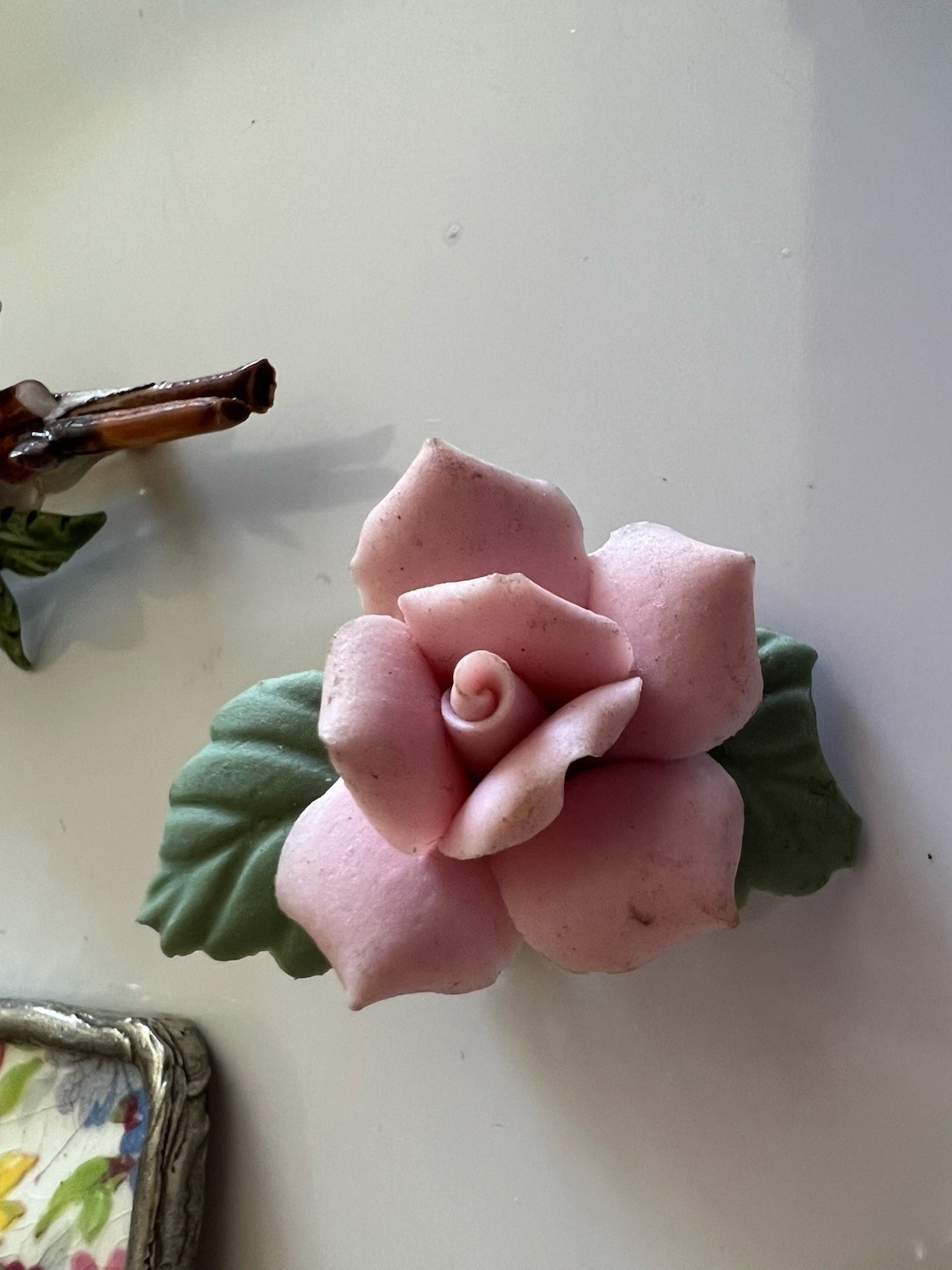 VTG Floral Brooch Lot Ceramic Roses Enamel Daisy Tile 10 Pc Flowers Pink Yellow