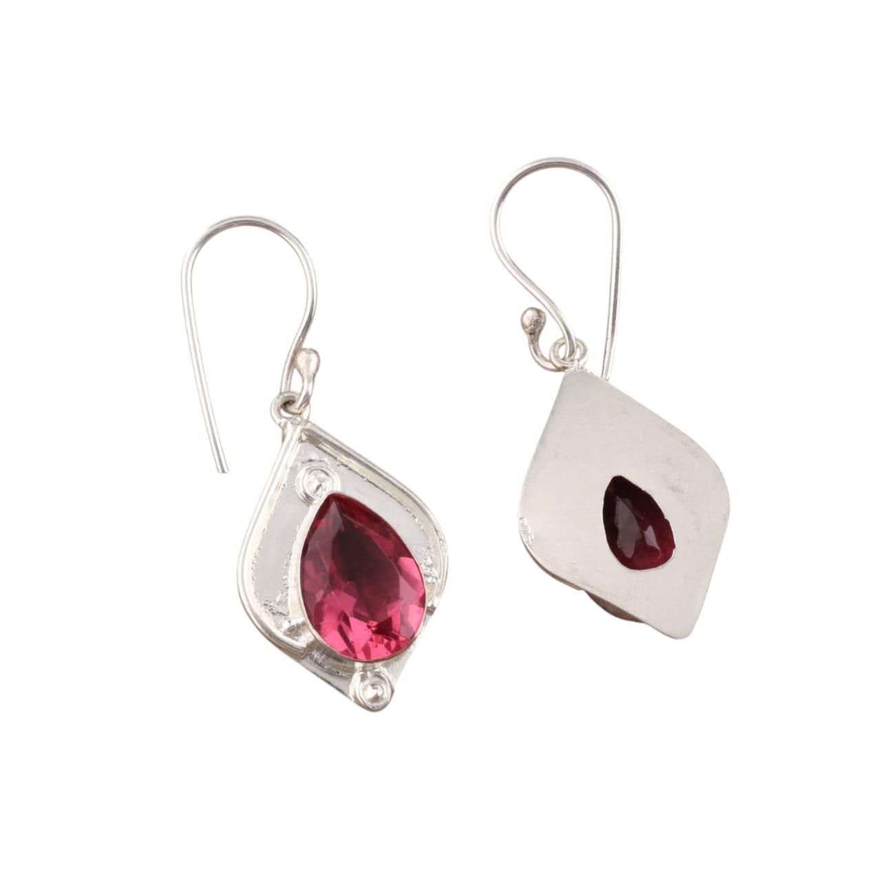 Sterling Silver pink tourmaline Stone Artisan Wife Dangling Hook New Earrings
