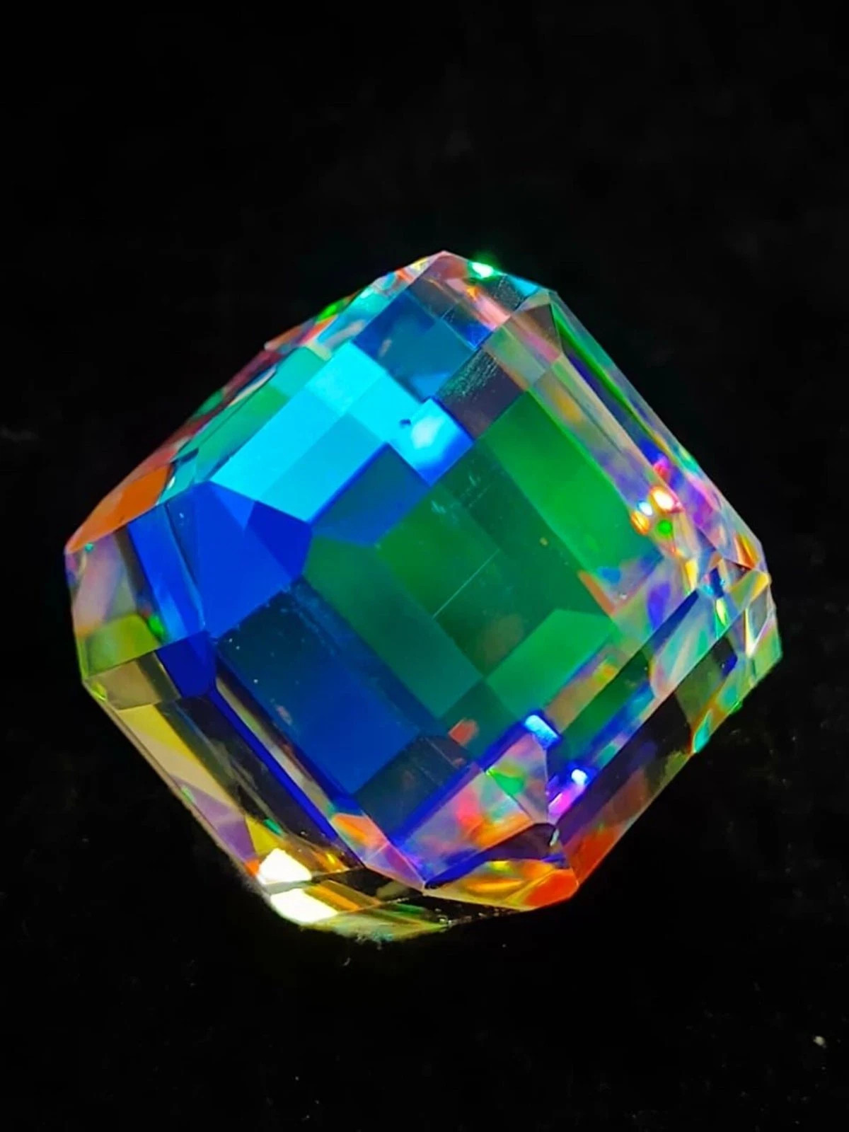 Natural Mystic Topaz 50.5 CT Flawless Rainbow Color Cube Cut Certified Gemstone