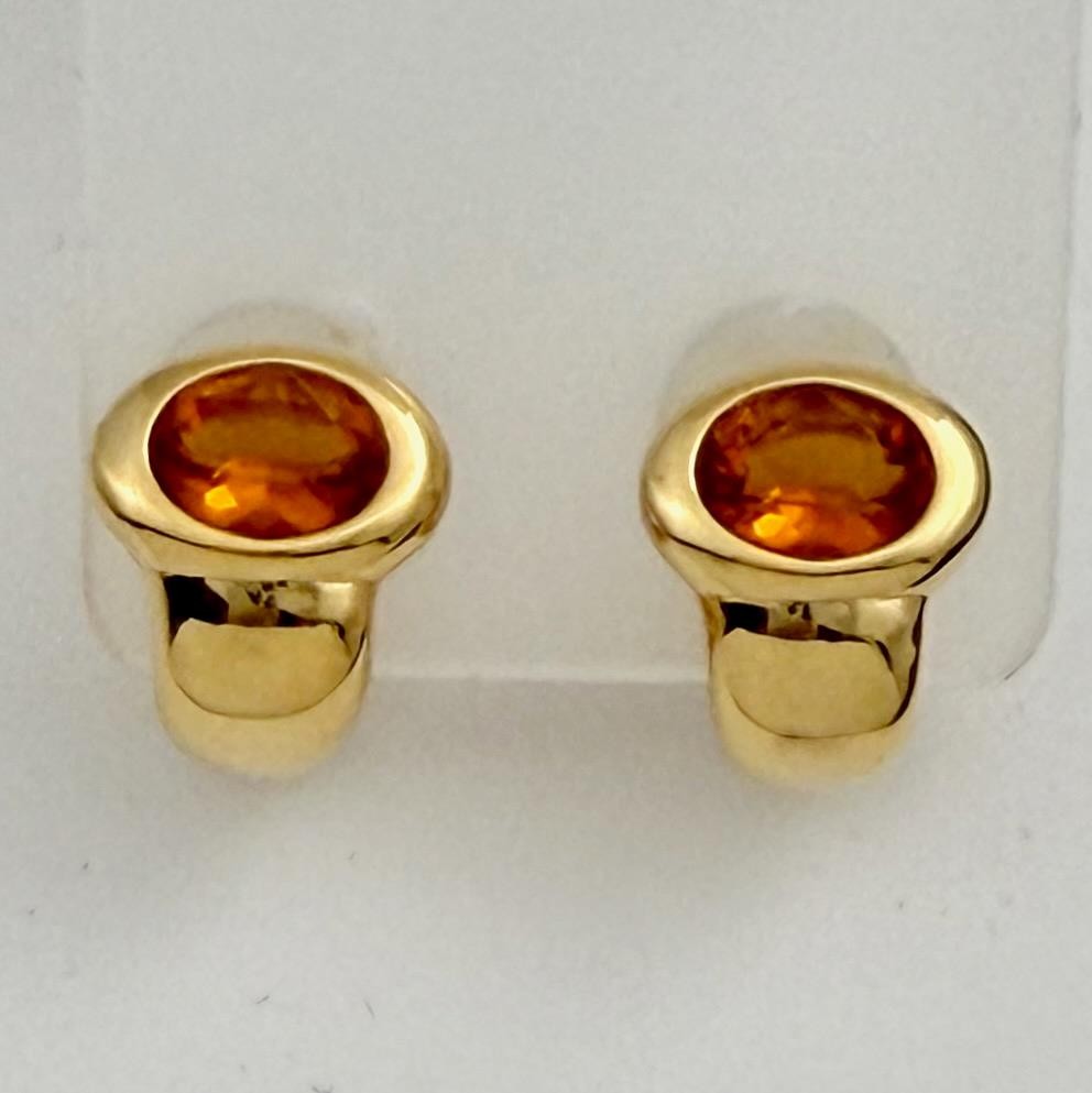 Vintage Swarovski Swan Logo Orange Crystals Small Half Hoop Clip Earrings