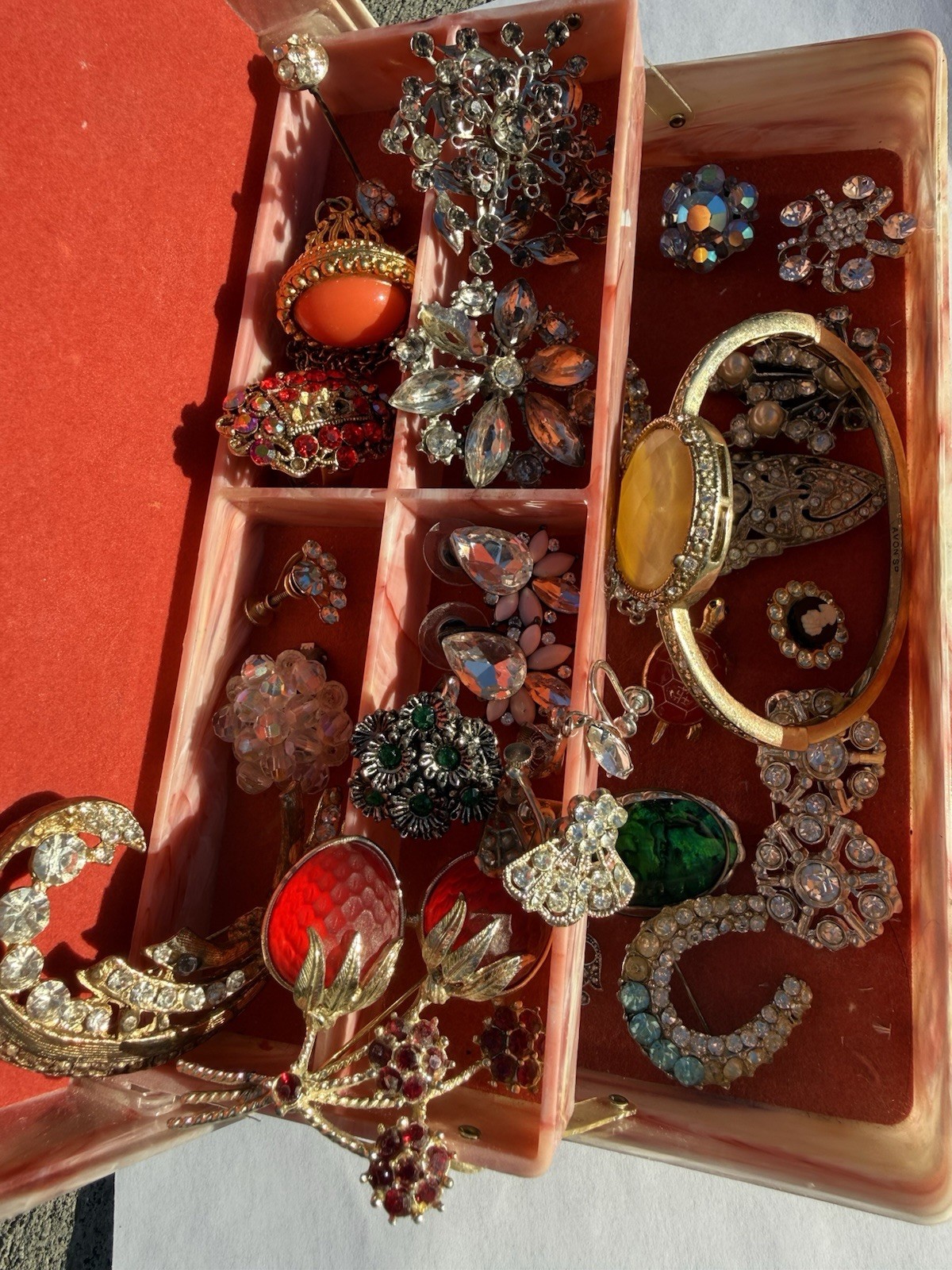 Vintage Costume Jewelry Lot w/ Sarah Coventry Strawberry Brooch, Avon & More