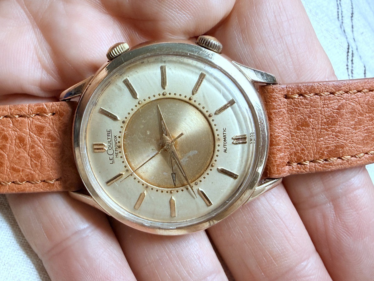 1950s JAEGER-LECOULTRE AUTOMATIC MEMOVOX ALARM ORIGINAL DIAL K815 JUMBO 38mm BOX